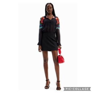 Desigual M. Christian Lacroix Combination Abstract Black Short Dress Size L NWT